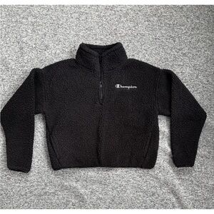 Champion Black Sherpa Mock Neck  1/4 Zip Pullover